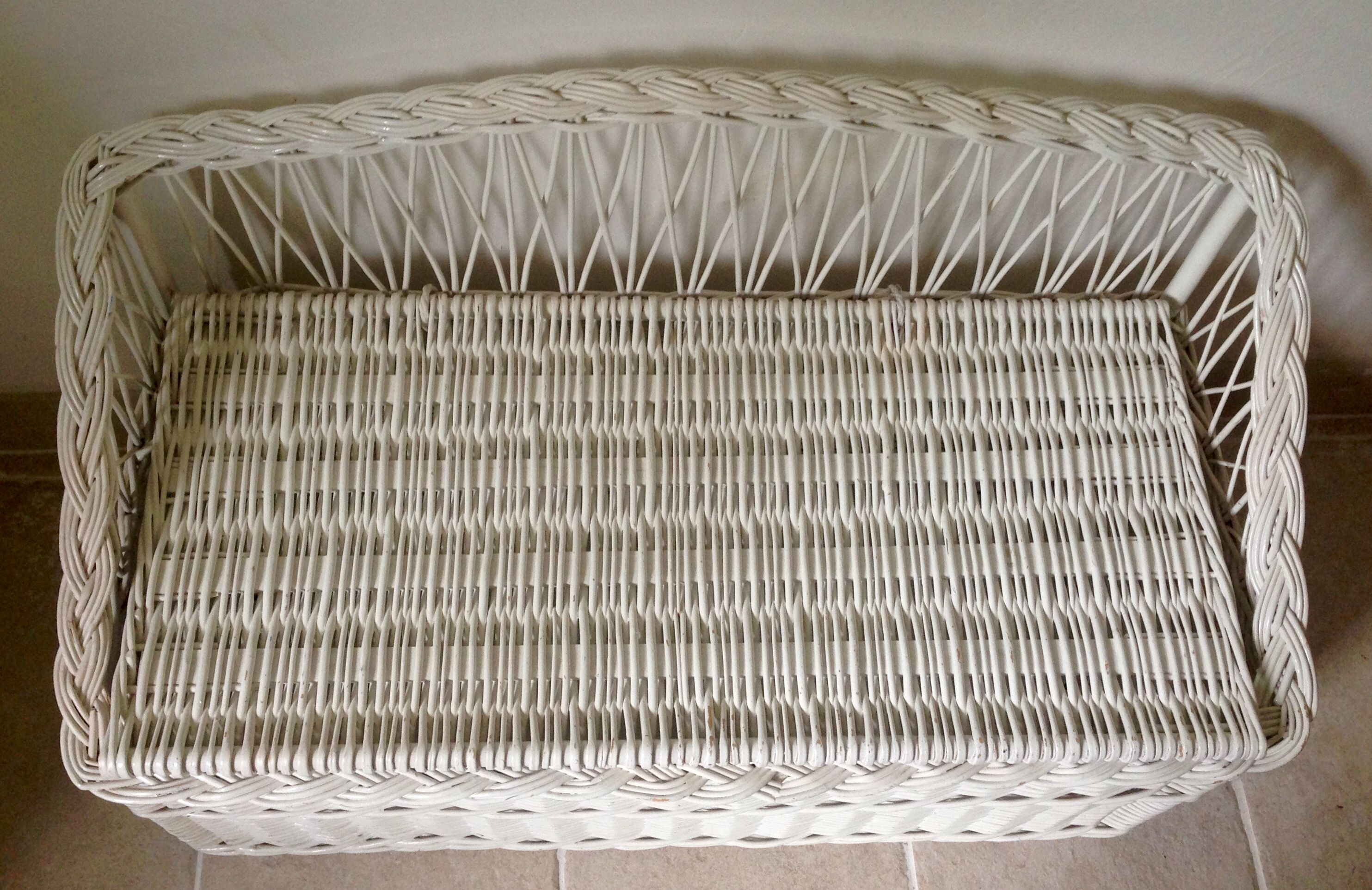 Trunk storage painted rattan bench