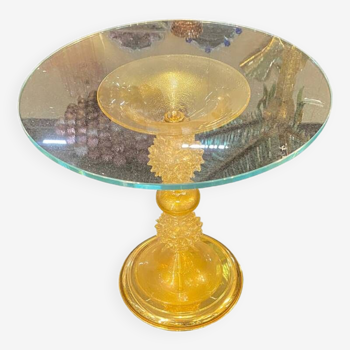 1980s Venetian Gold "Rostrato" Murano Glass Attributed Coffee Table
