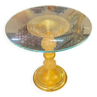 1980s Venetian Gold "Rostrato" Murano Glass Attributed Coffee Table