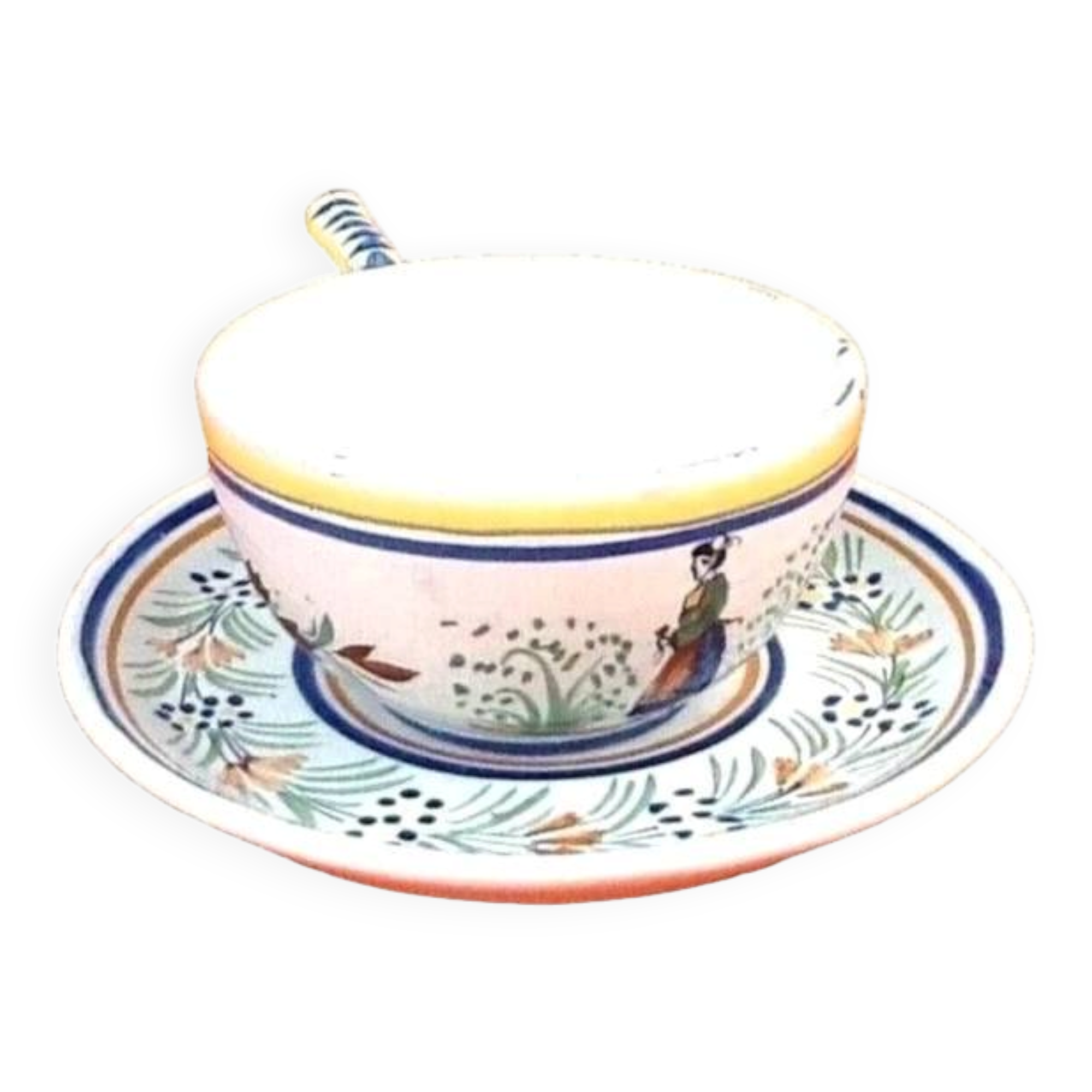 Cup / Saucer for breakfast Faïence Henriot Quimper France