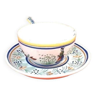 Cup / Saucer for breakfast Faïence Henriot Quimper France
