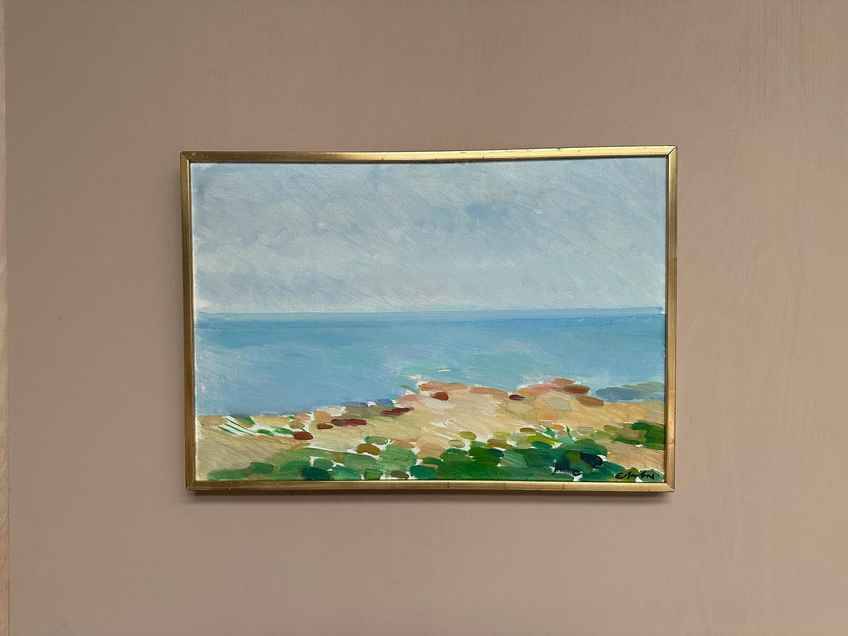 Original Swedish Oil On Panel – “Coast” By Eric Elfvén (1921–2008)