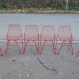 6 wired metal mesh chairs