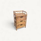 Rattan storage chest of drawers with 3 drawers