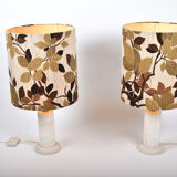 Pair of travertine lamps with three lights, Italy, 1970