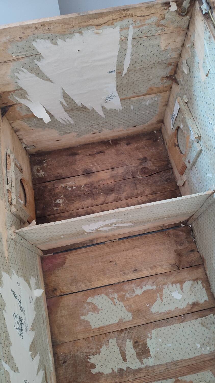 Grande malle en bois bombée