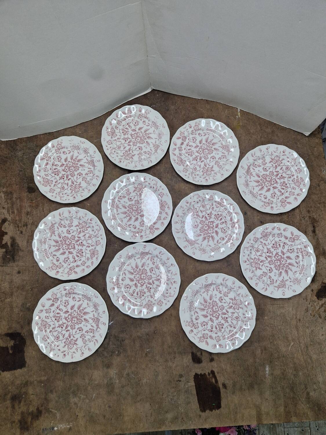 Set of 11 flat plates Nuova Fontebasso Made in Italy Floral pattern