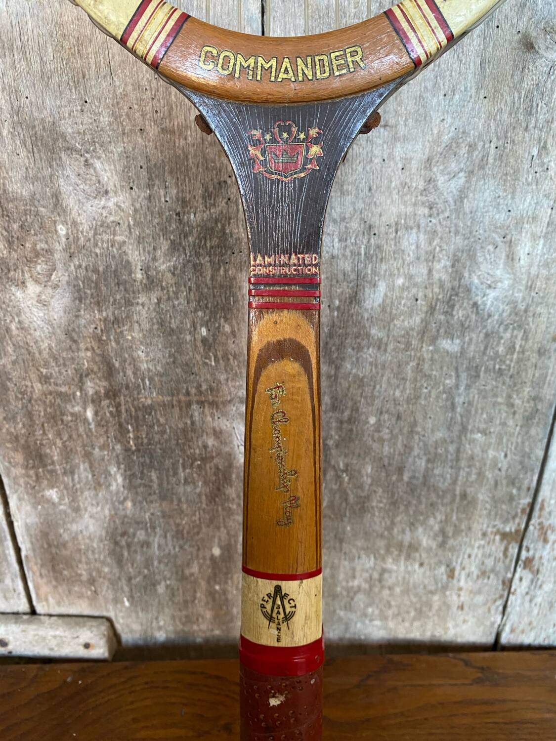 Ancienne Raquette Tennis COMMANDER Bois Sport Vintage #B765
