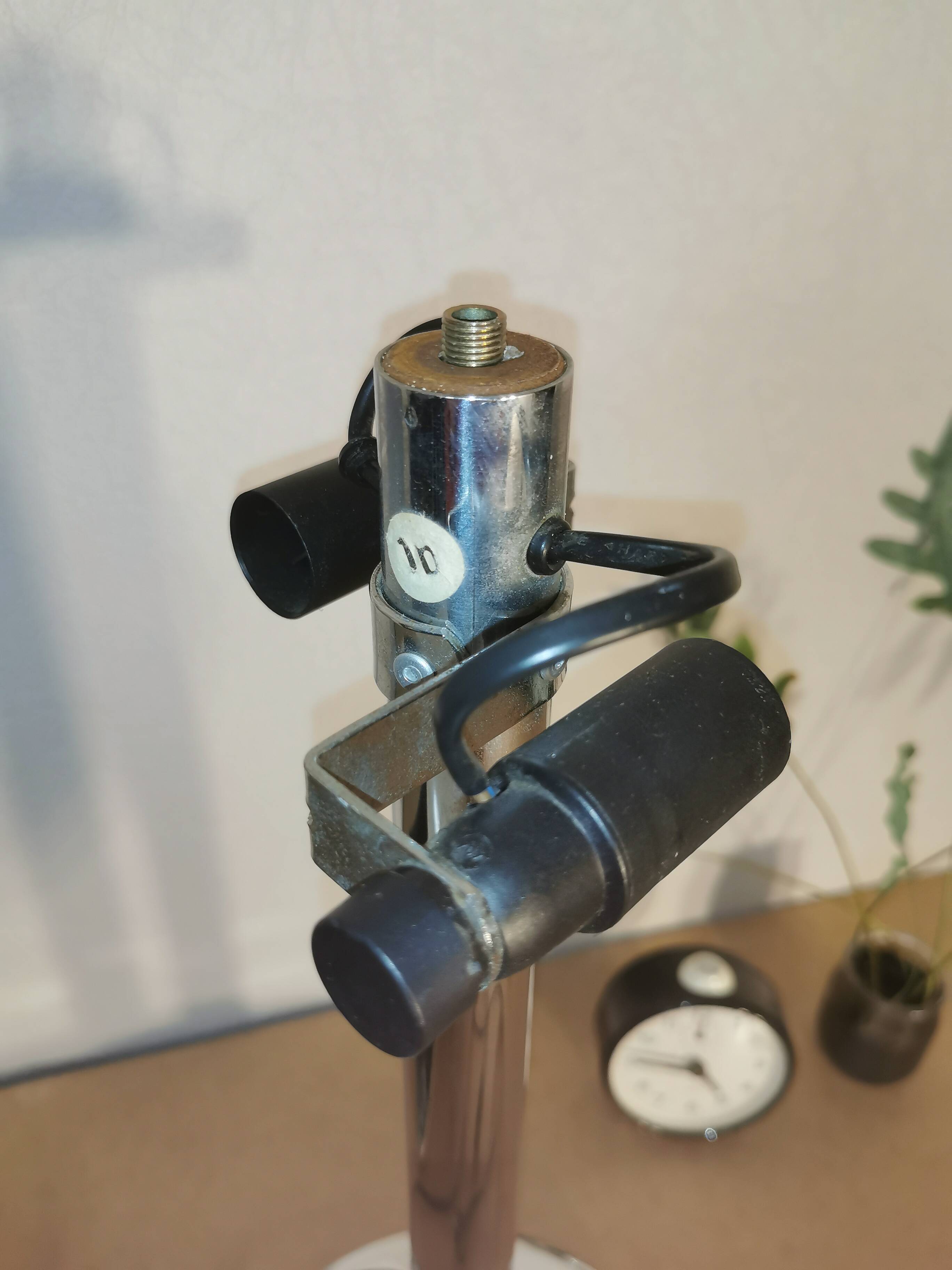 Mushroom lamp, chrome metal saucer, Aluminor, France, 1970