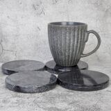 Gabriella – Black Round Natural Marble Coasters - set of 4