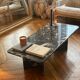 Minimalist design table in black marble Vintage Terrazzo