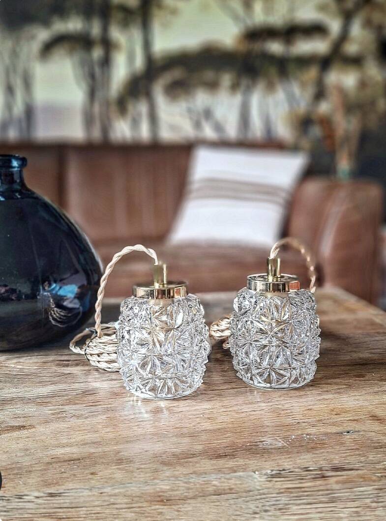 Vintage cut glass portable lamp