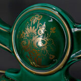Paire de lampes en faïence verte et dorée, circa 1940
