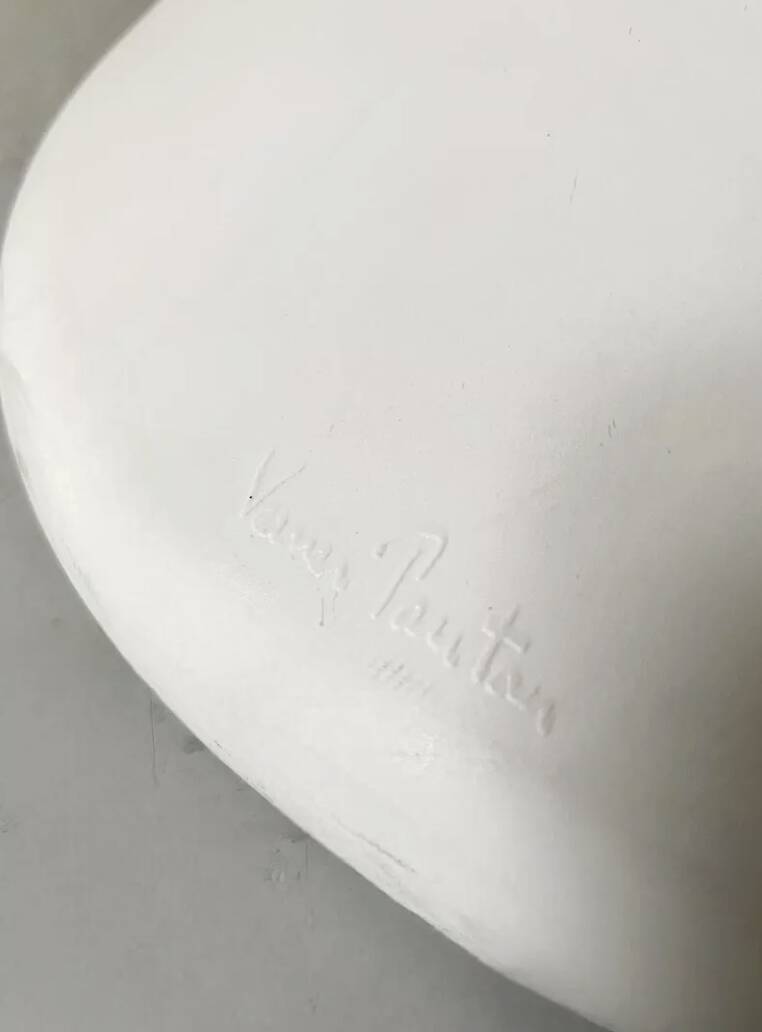 White monobloc design chair by Verner Panton, white edition Vitra.