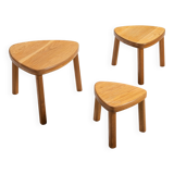 Set of three solid oak nesting tables