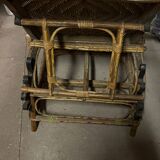 Old long chair rattan wicker garden armchair