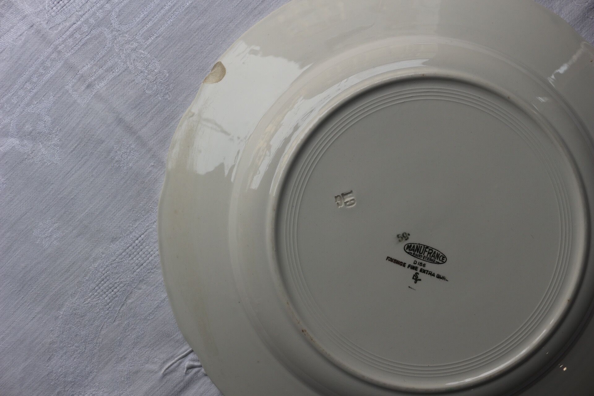 Dish green & gold décor, manufrance