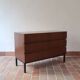 Teak chest of drawers with 3 drawers, black metal legs, 1960s.