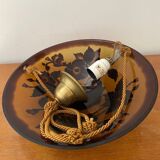 Art Nouveau 1-light basin pendant light signed by Vianne in glass paste