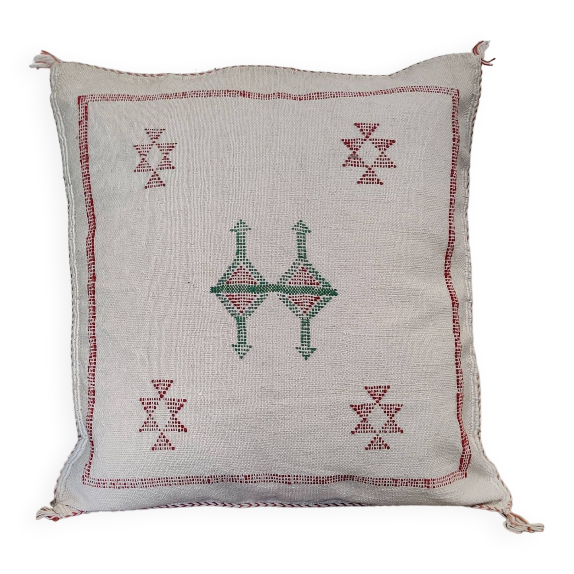 Coussin berbère Sabra Blanc Motifs berbères