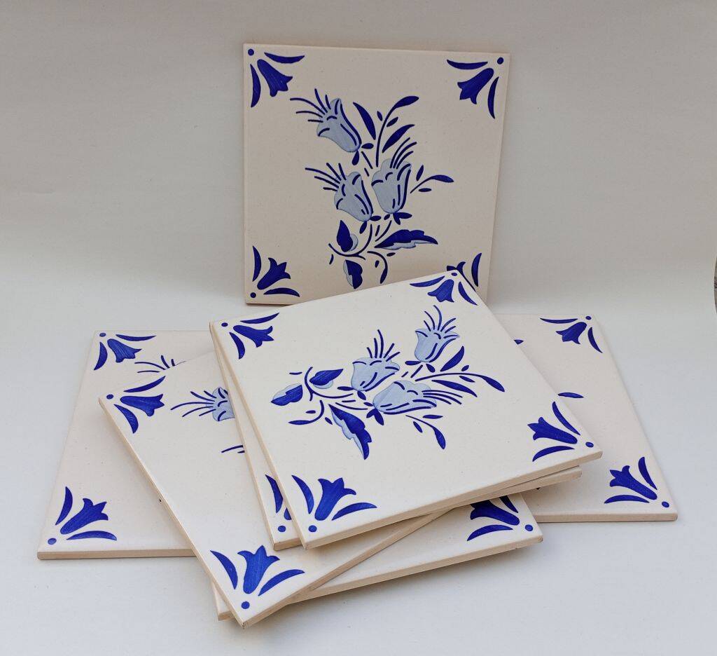 Vintage Hand-Painted Portuguese Azulejos Tiles - 15x15 cm
