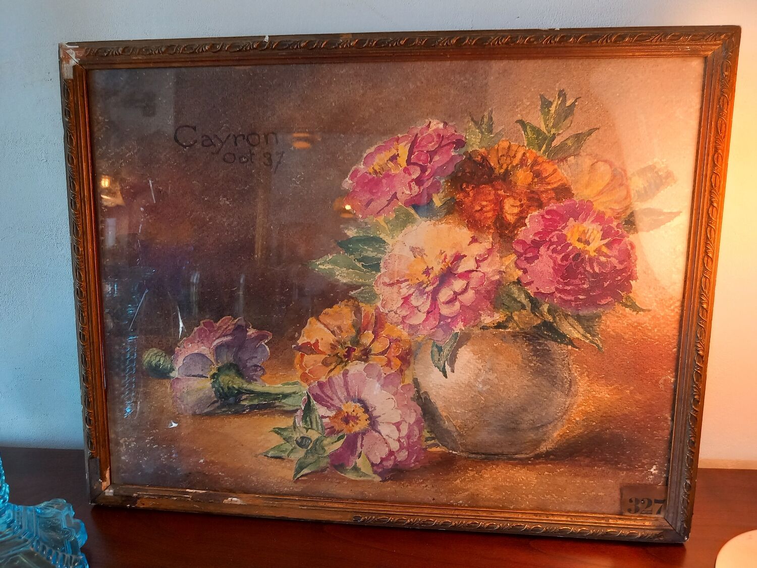 Nature painting with bouquet of flowers