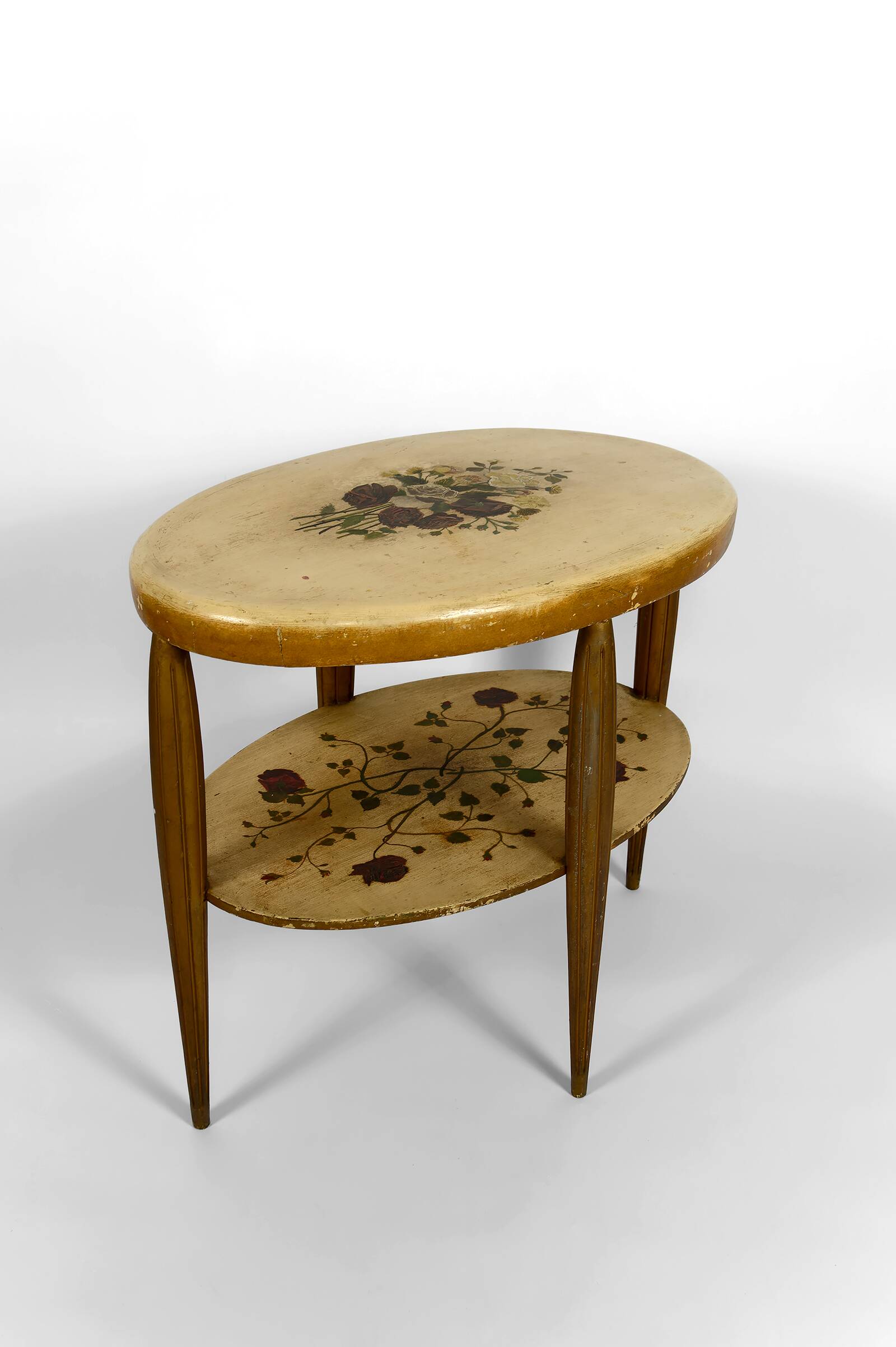 Art Deco gueridon with painted and gilded floral decoration, France – Circa 1920
