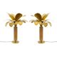 Pair of Mid-century Modern Italian Brass and Rattan Palm Tree Lamps, 1970s