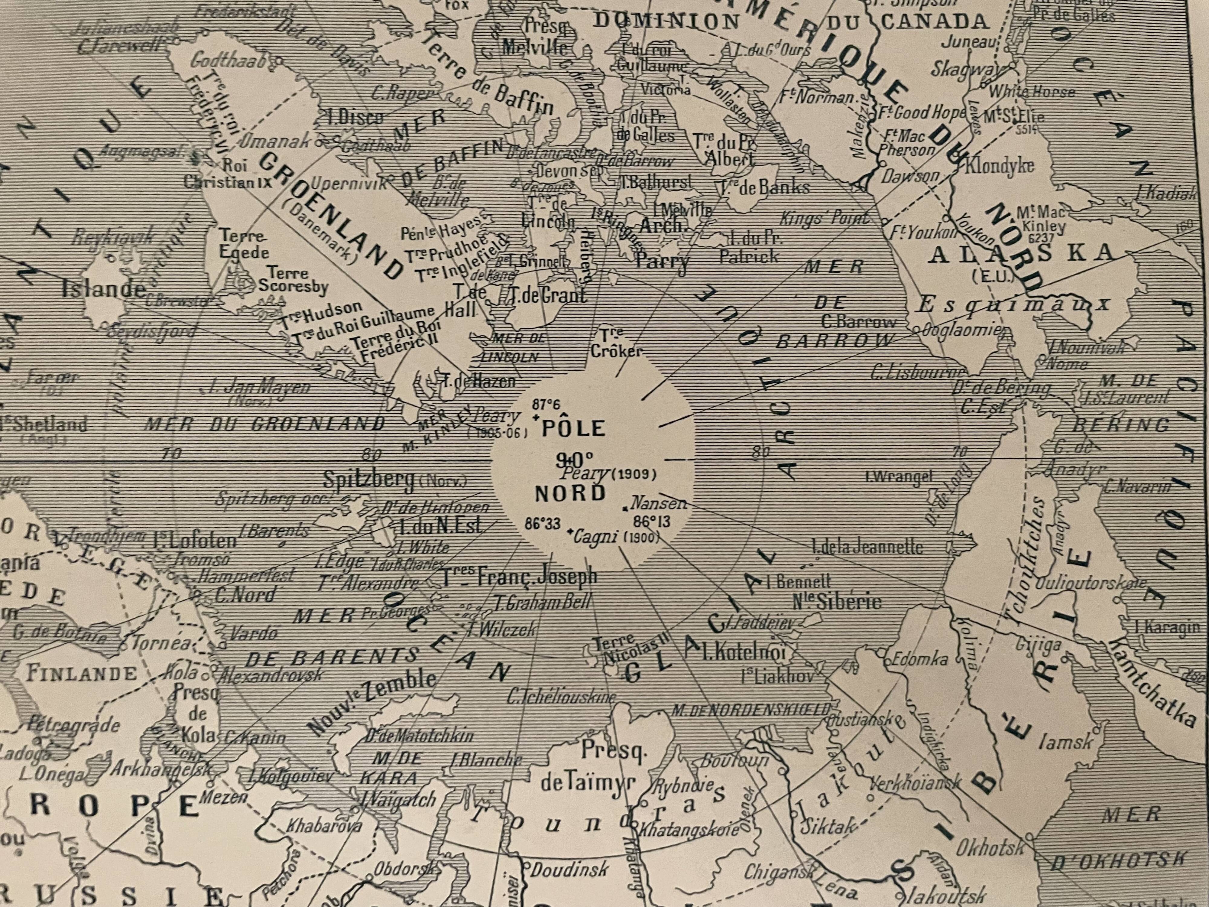 Lithograph engraving world map of 1922