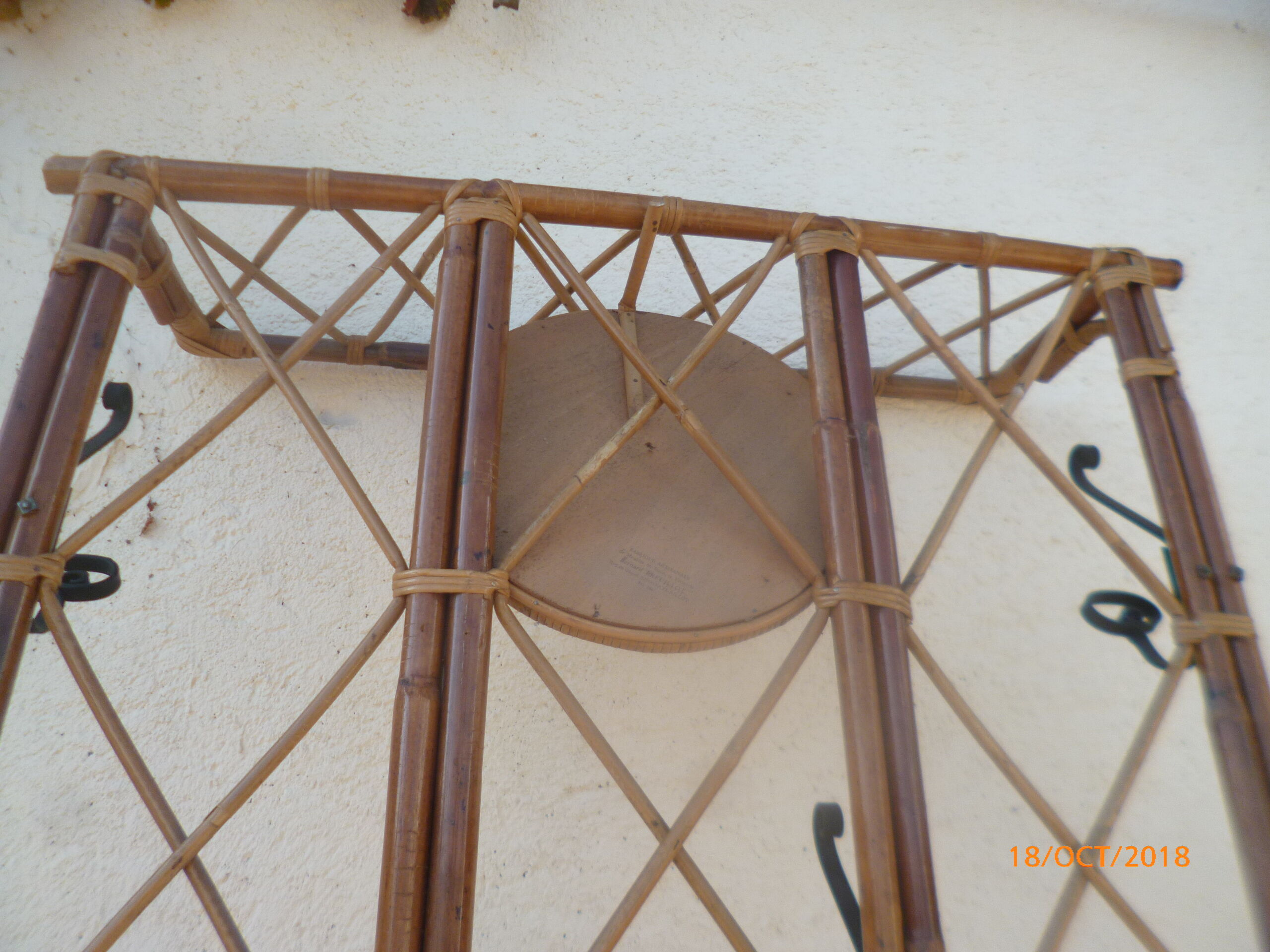 locker room wearing coat hook mirror rattan wicker 1960 1970