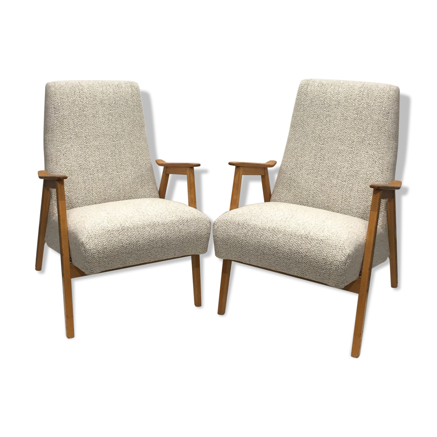 Pair of reupholstered 60s armchairs