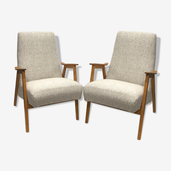 Pair of reupholstered 60s armchairs