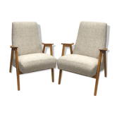 Paire de fauteuils années 60 retapissés