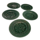 5 Antique Green Barbotine Earthenware Plates