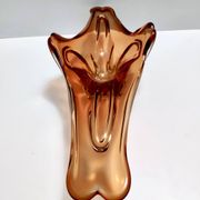 Vintage rusty orange sommerso murano glass bowl / centerpiece, italy