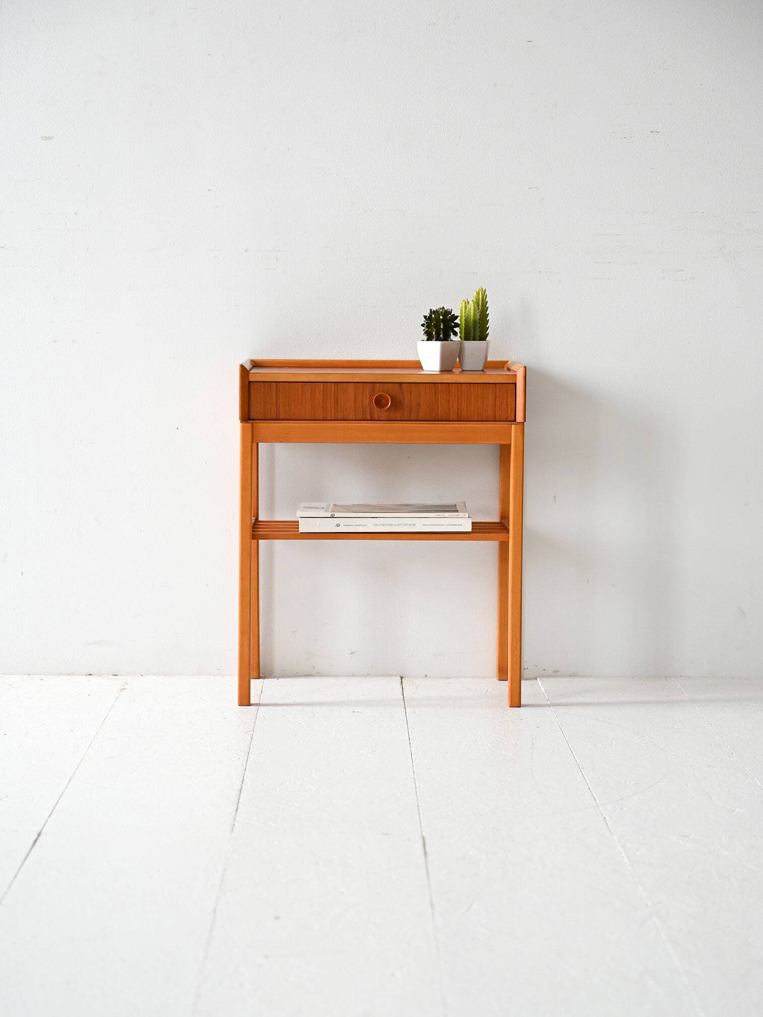 Scandinavian oak and teak nightstand, 1960s
