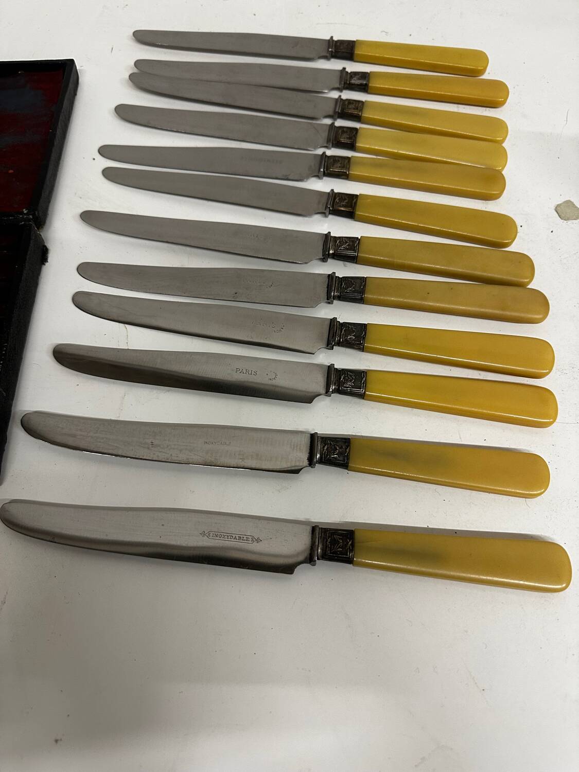 12 Antique Knives with Bakelite Handles and Stainless Steel Blades - 24 cm - Paris