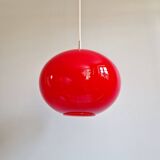 Large Space Age pendant light in red opaline, 1960s-70s