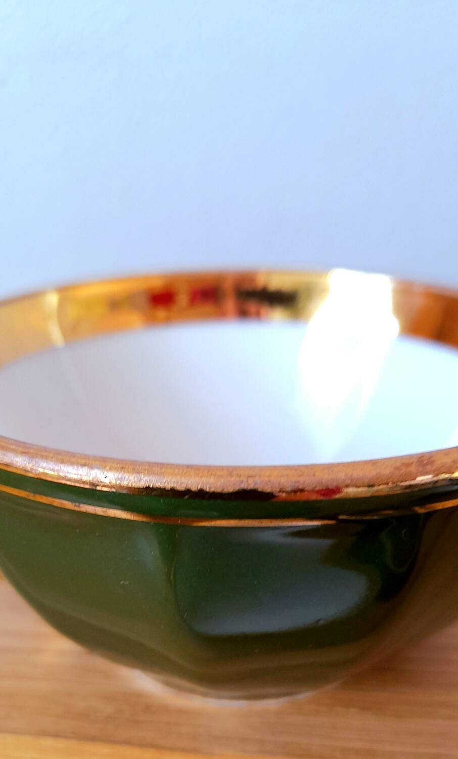 Lot de 6 tasses bistrot apilco vert et or 50s