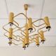 Golden brass chandelier by Gaetano Sciolari for Boulanger