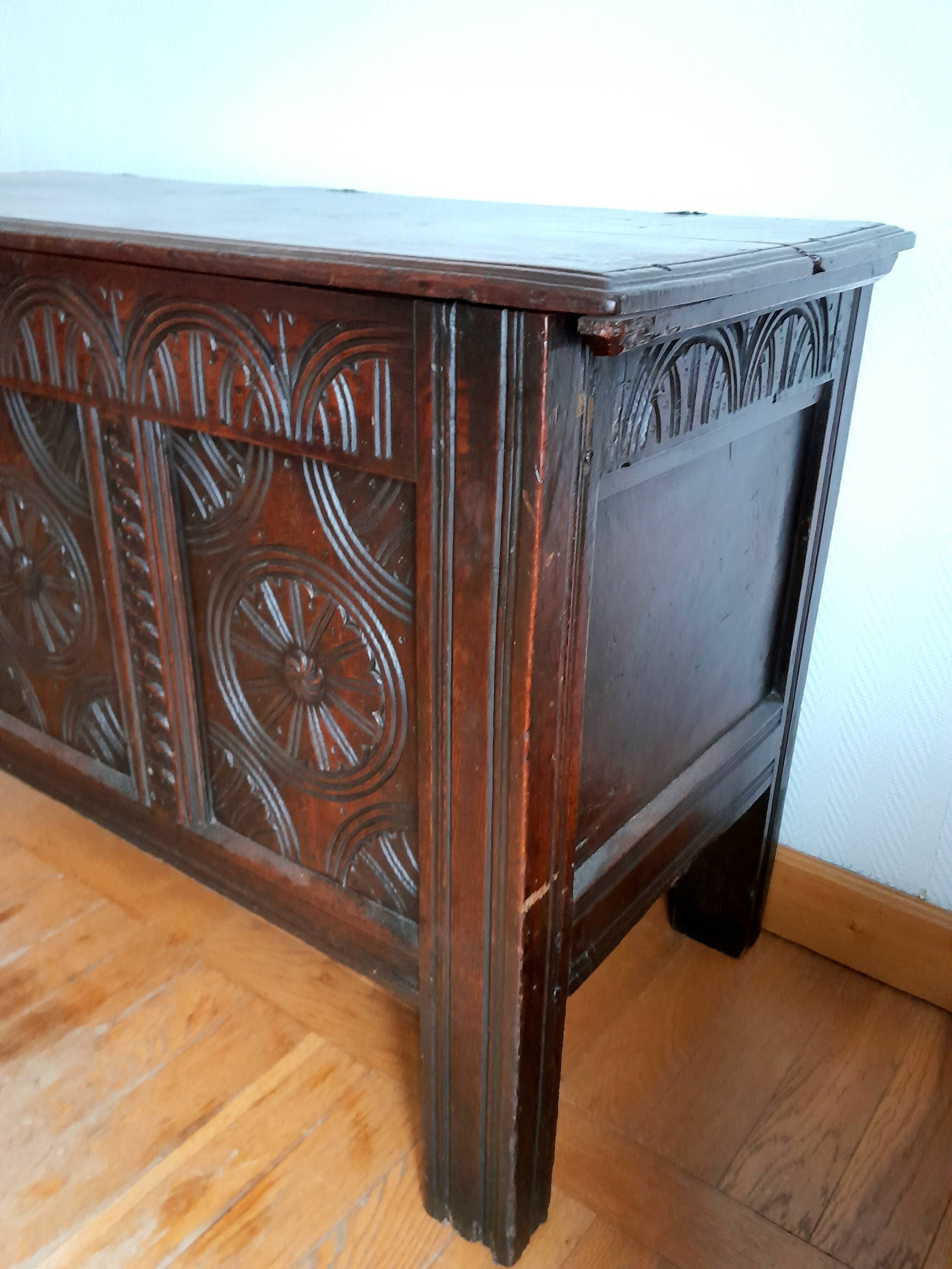 19th century oak castle chest