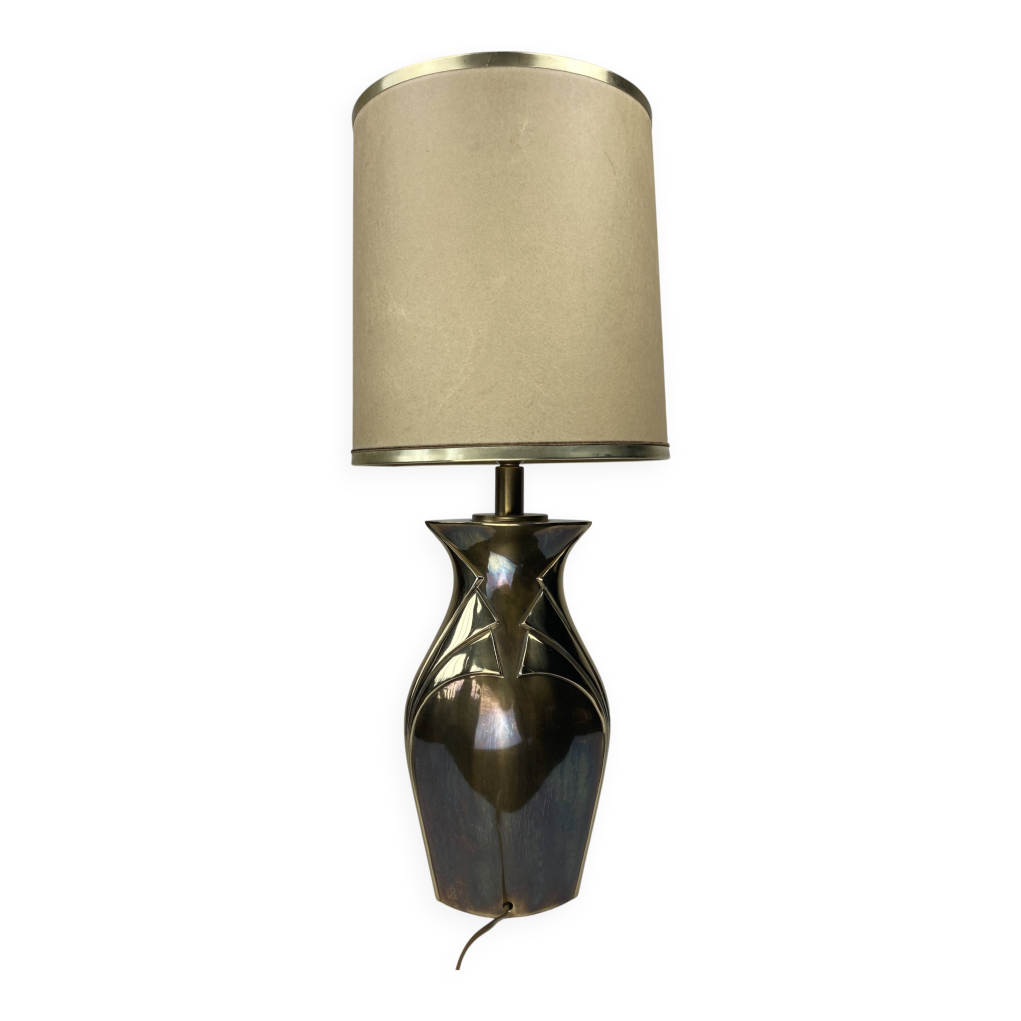 Hollywood Regency art nouveau revival brass table lamp, Dutch 1970s