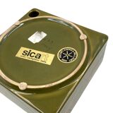 Mid-century green ceramic ashtray, Sicart Italy 1969