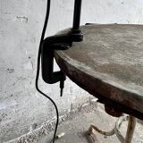 Vintage Black Metal Screw-On Industrial Clamp Lamp with Adjustable Arm and Conical Shade