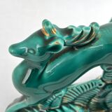 Pair of ART DECO bookends • Glazed earthenware enhanced with touches of fine gold • Circa 1930