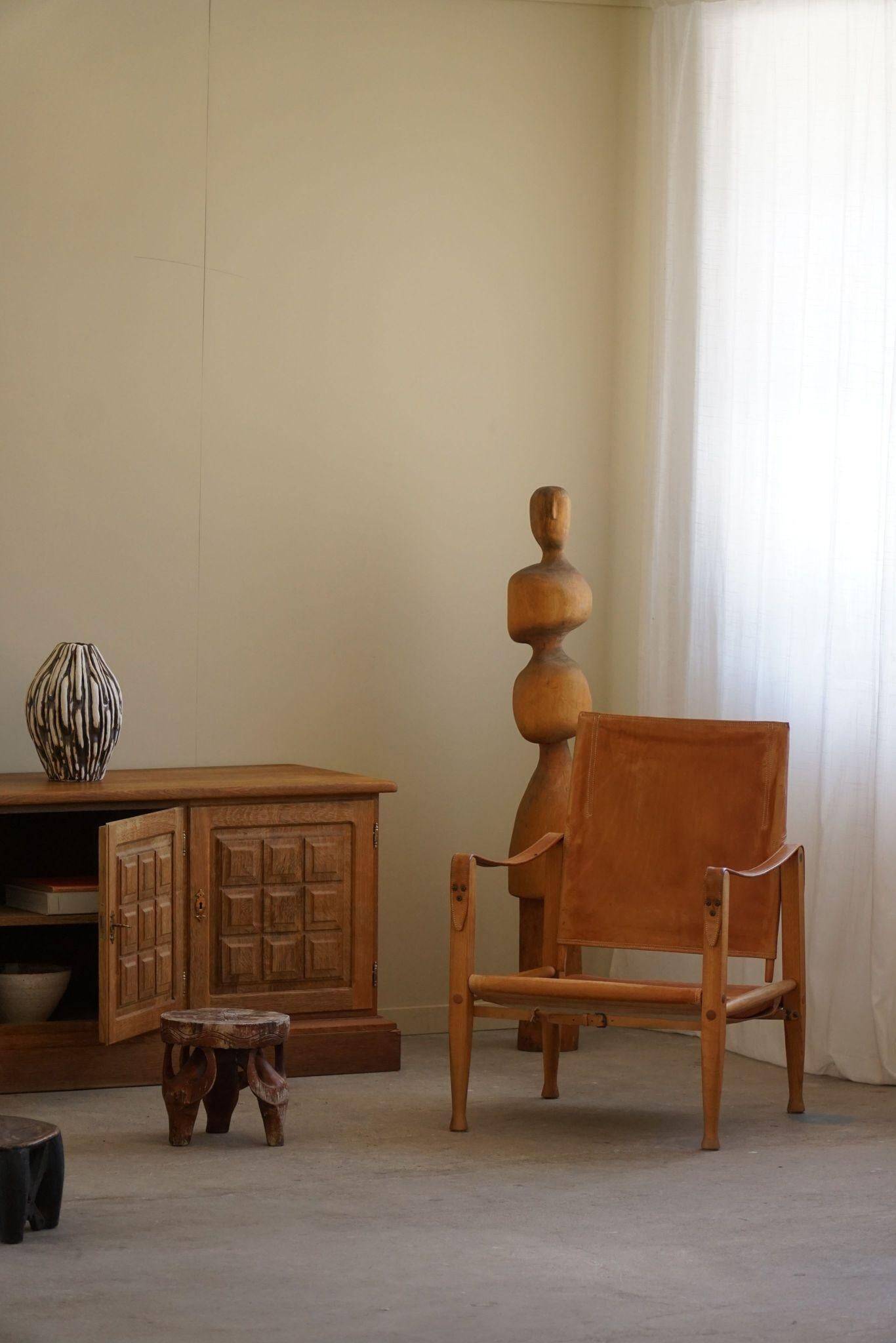 Kaare Klint, a pair of Safari chairs in ash and leather, Rud. Rasmussen, 1960s.