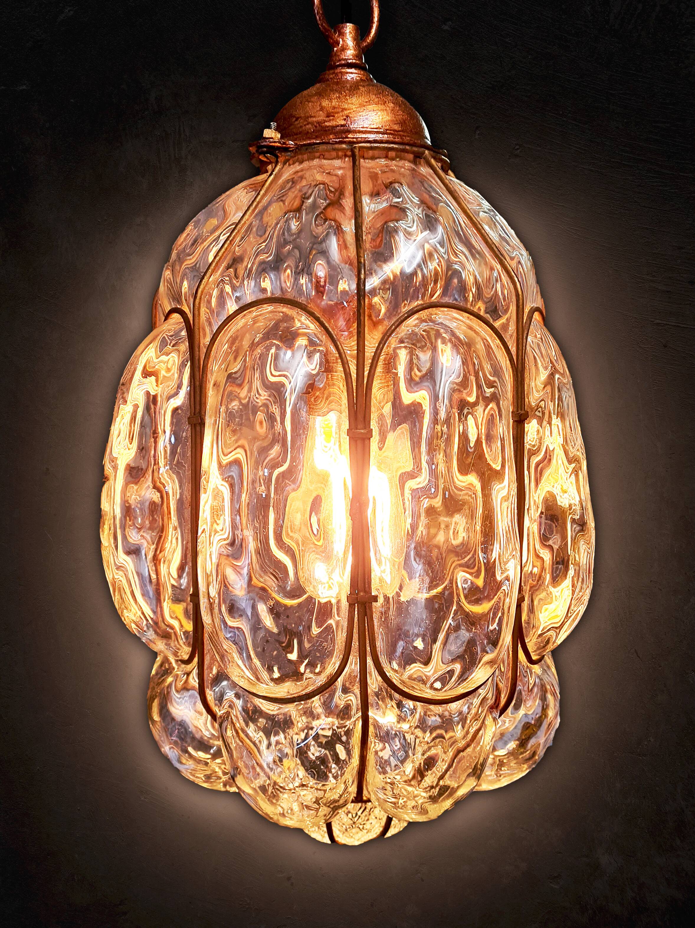 Murano glass hand-blown pendant light, mid-20th century