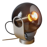 Space age lamp in chrome metal and smoked glass from the 1970s.