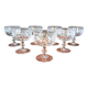 7 champagne coupes, vintage glass coupes