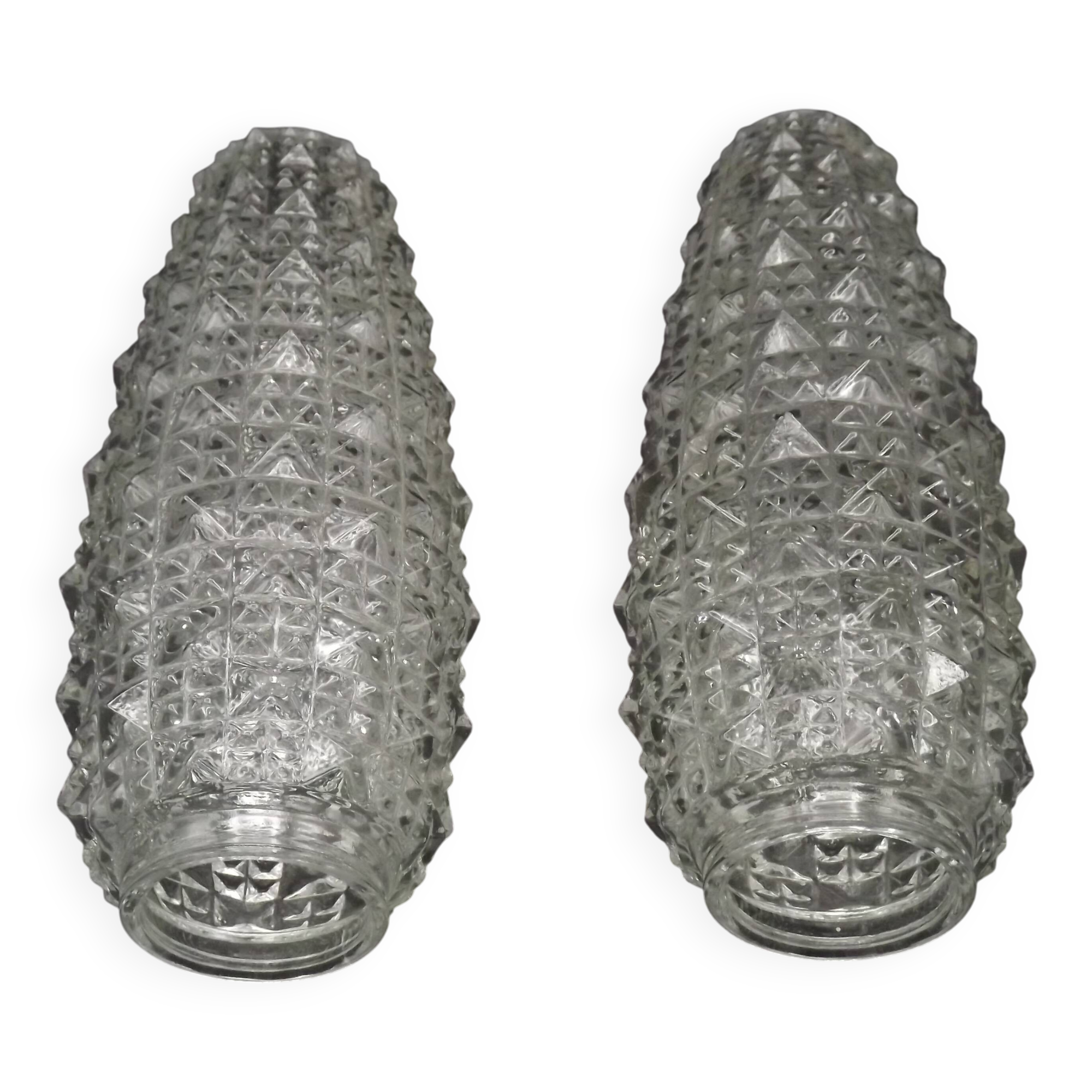 Pair of Vintage Cut Glass Retro Replacement Shades for Chandeliers/Wall Lights